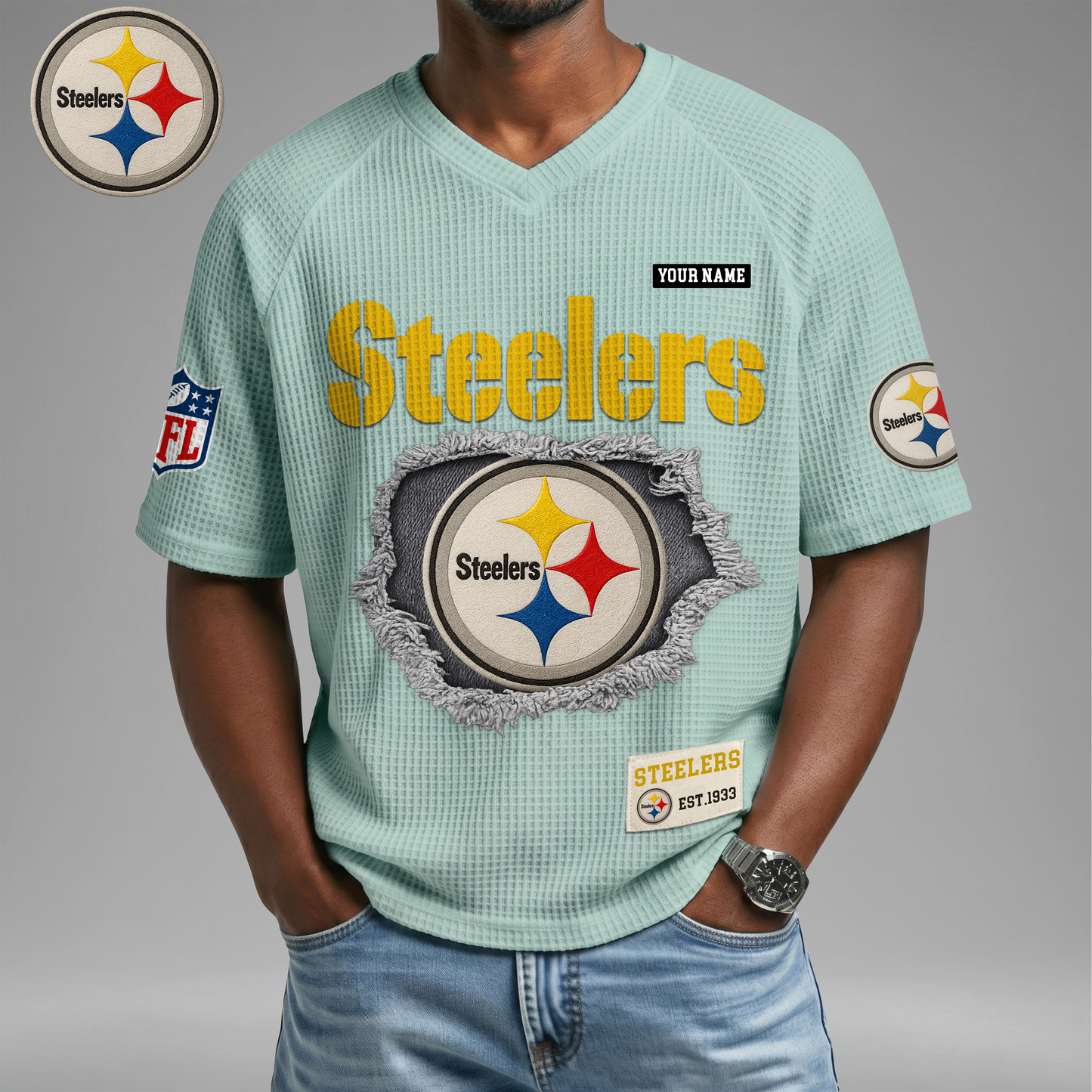 PREMIUM NFL X PS Game Day Waffle V-neck T-shirt 110626