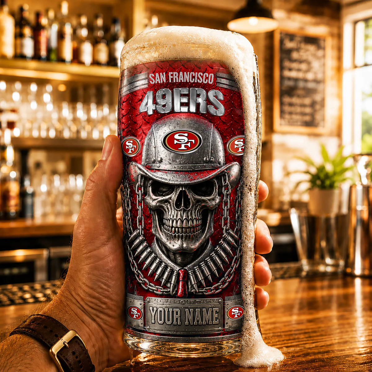 PREMIUM NFL X SF Beer Glass Custom Name Gifts For Fan NDT VHM 020626