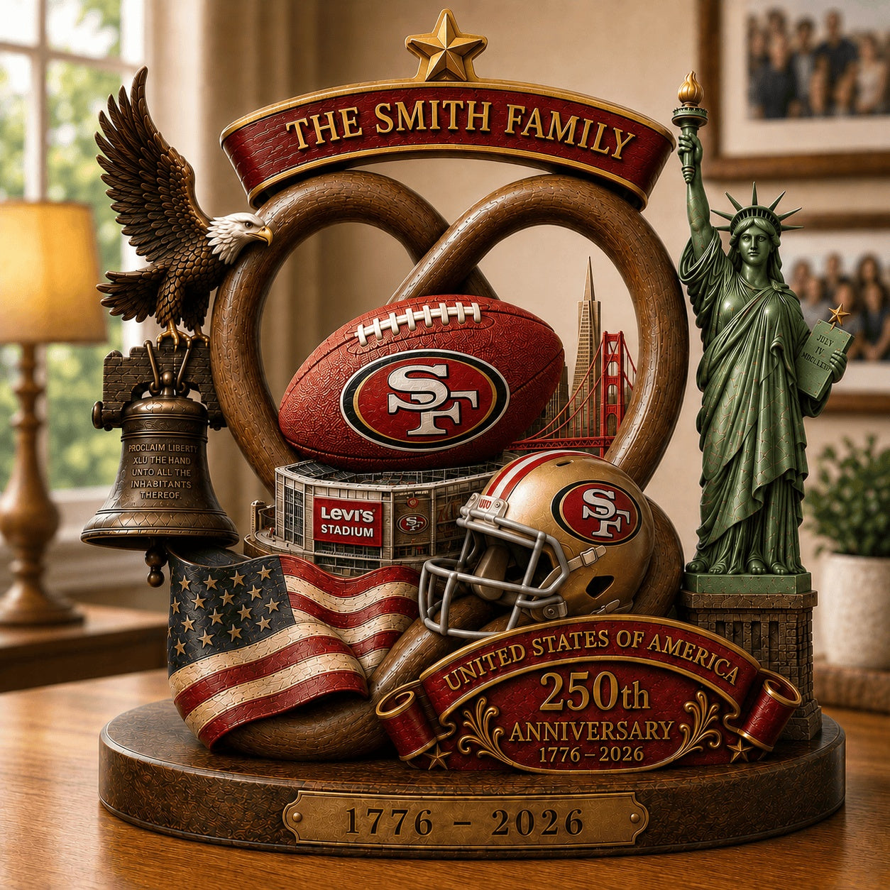 PREMIUM NFL X SF Team Mix 250th Anniversary Acrylic Block Plaque Custom Name 120626