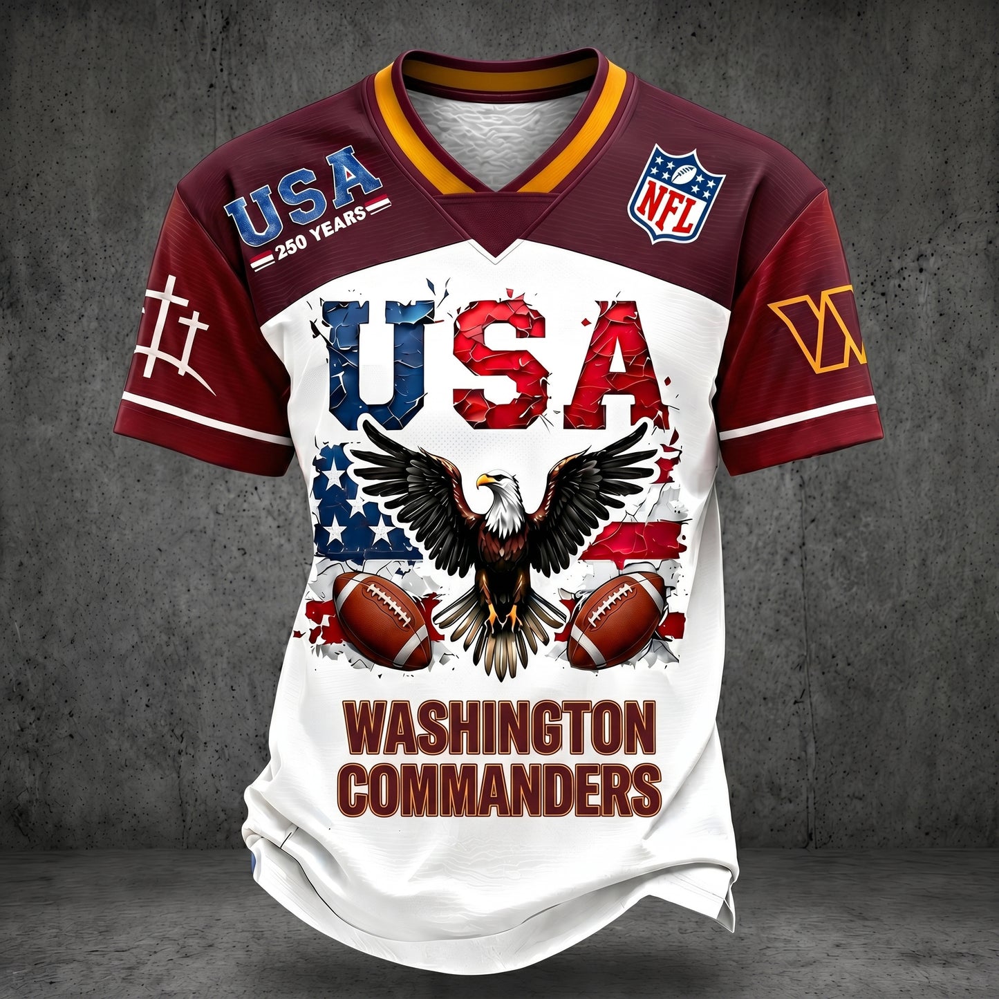 PREMIUM NFL X WC 250TH anniversary LUXURY V-Neck T- Shirt 130626