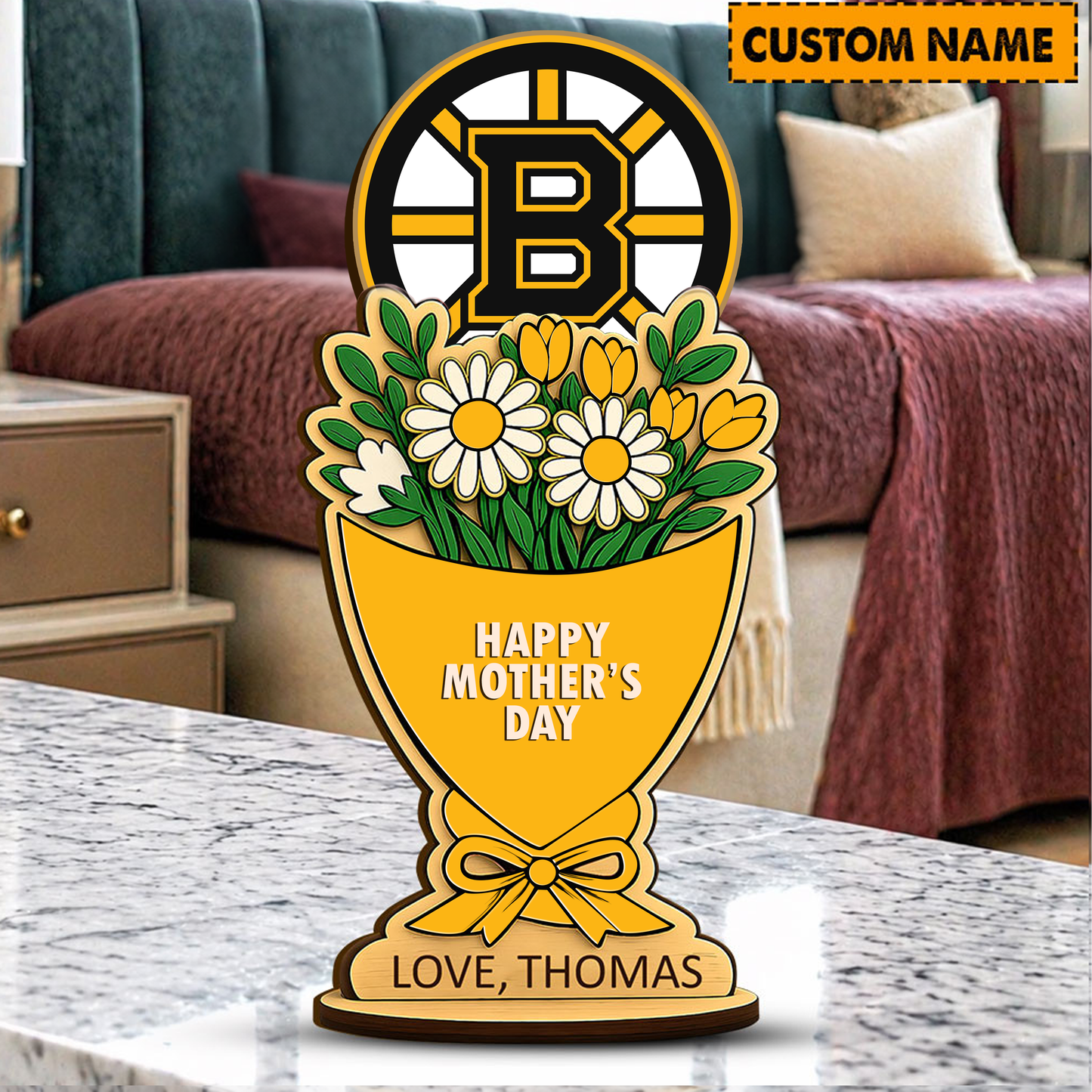 PREMIUM NHL X BB Custom Name Happy Mother's Day Wooden Plaque Gifts For Fan NDT VHM 170426
