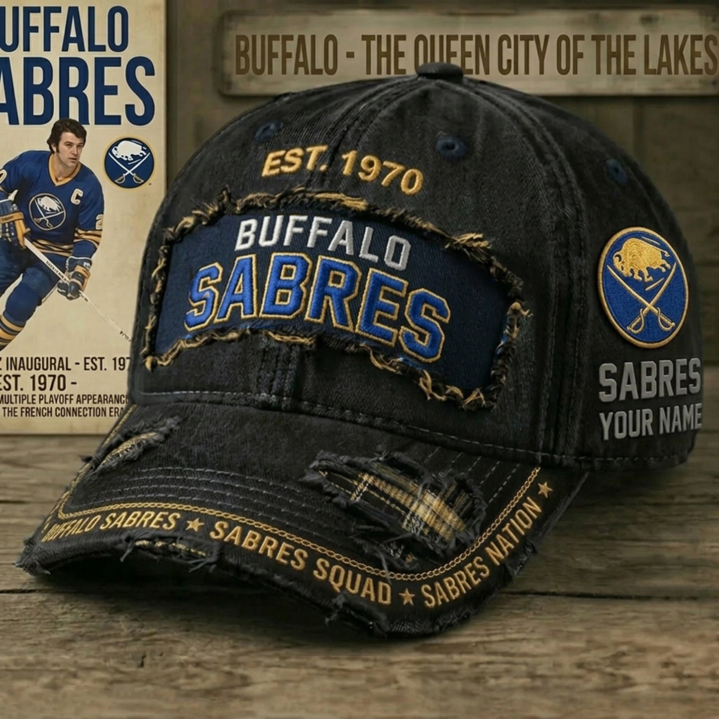 PREMIUM NHL X BS Denim Washed Custom Name HAT NDT NHM 050526
