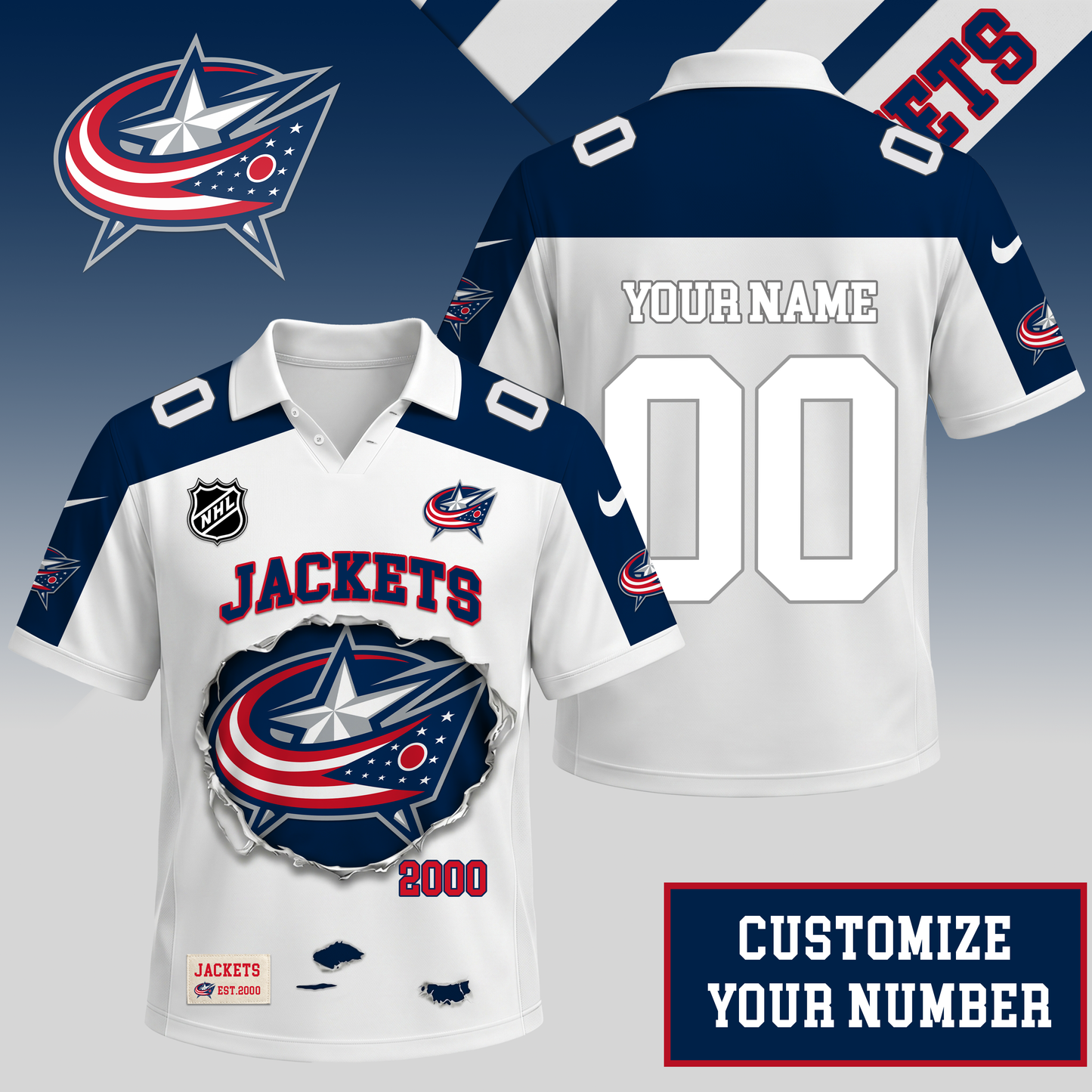PREMIUM NHL X CBJ Streetwear Polo Shirt Custom Gifts For Fan NDT VHM 010626