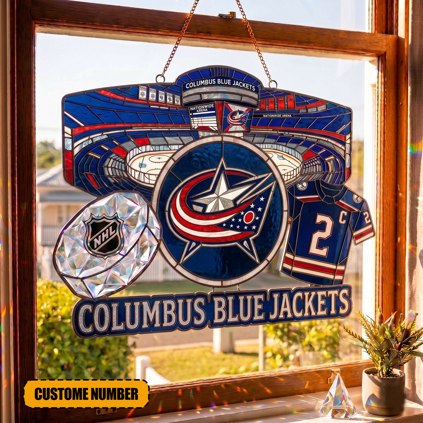 PREMIUM NHL X CBJ Suncatcher Custom Name Limited Edition NDT VHM 240426