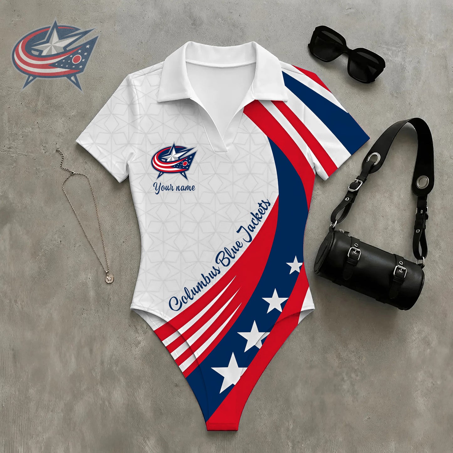 PREMIUM NHL X CBJ Women‘s Slim-Fit V-Neck Polo Bodysuit NDT NHM 270526