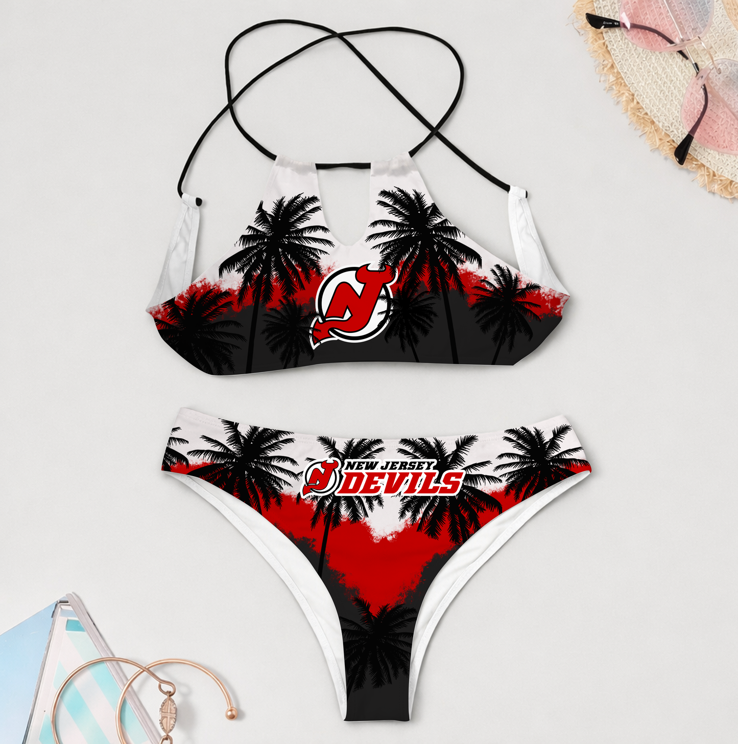 PREMIUM NHL X NJD 3D Women Cami Swimsuit Women Bikini For Summer HOLIDAY