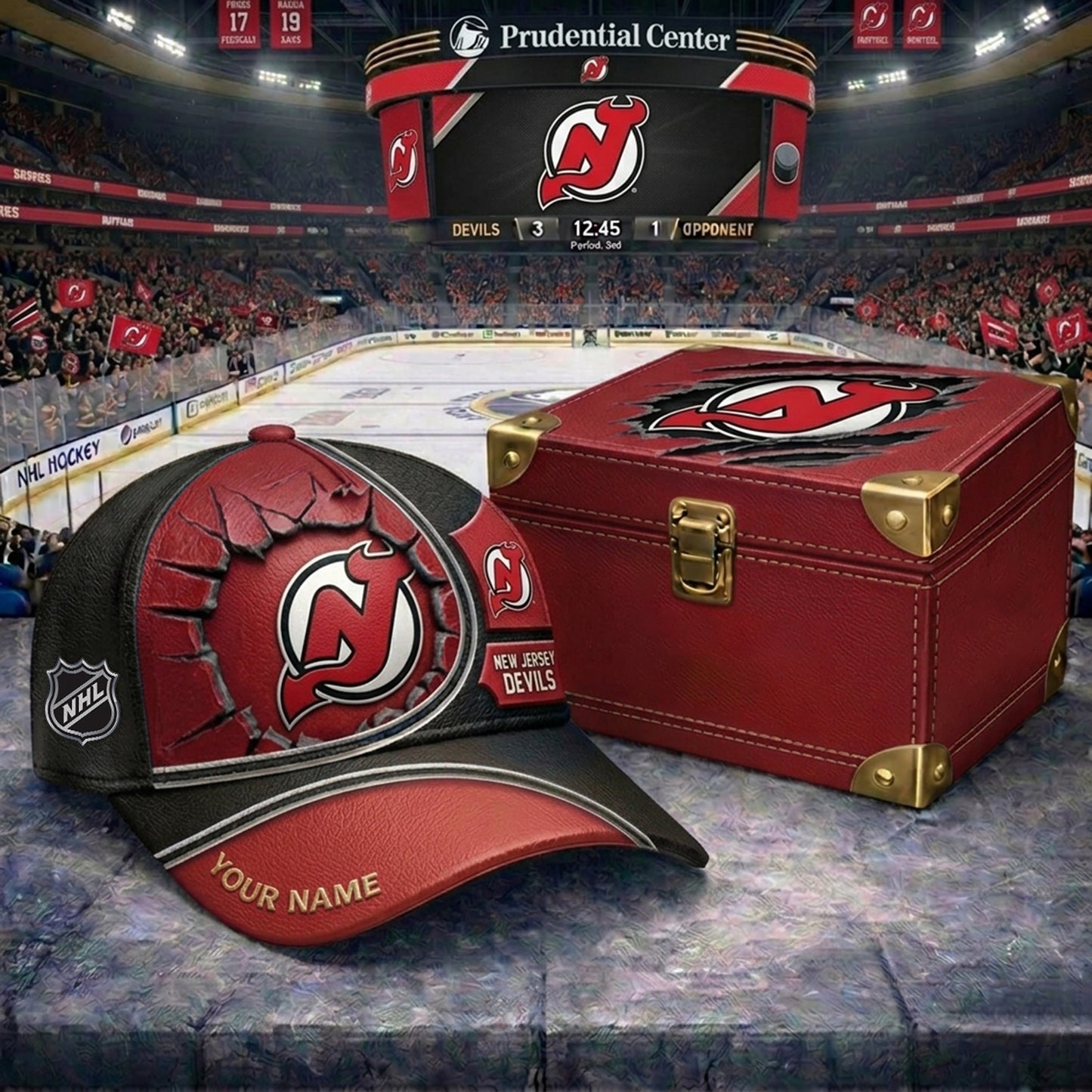 PREMIUM NHL X NJD CRACK CUSTOM NAME HAT V303 NDT NHM 150526
