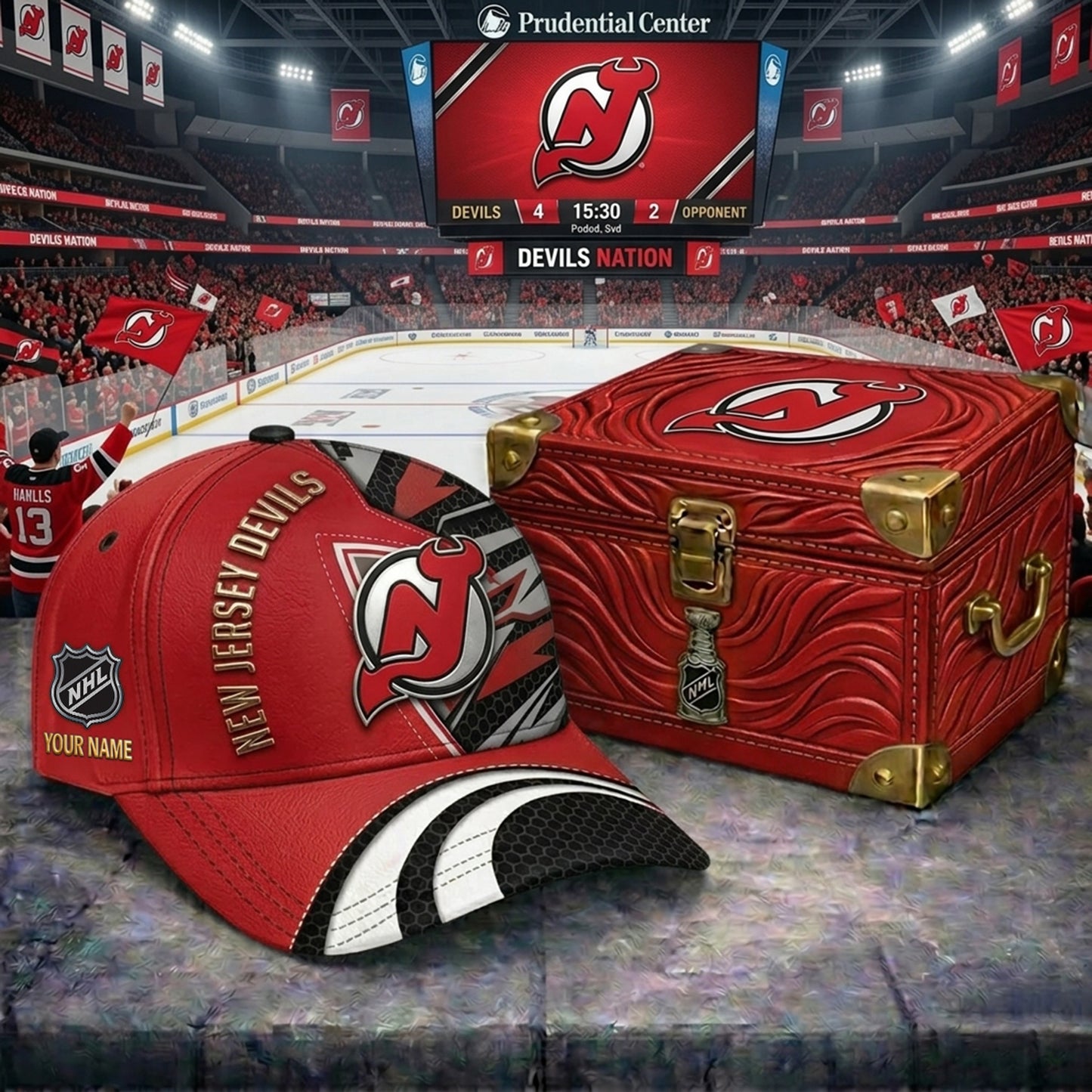 PREMIUM NHL X NJD CRACK CUSTOM NAME V5 HAT NDT NHM 220426