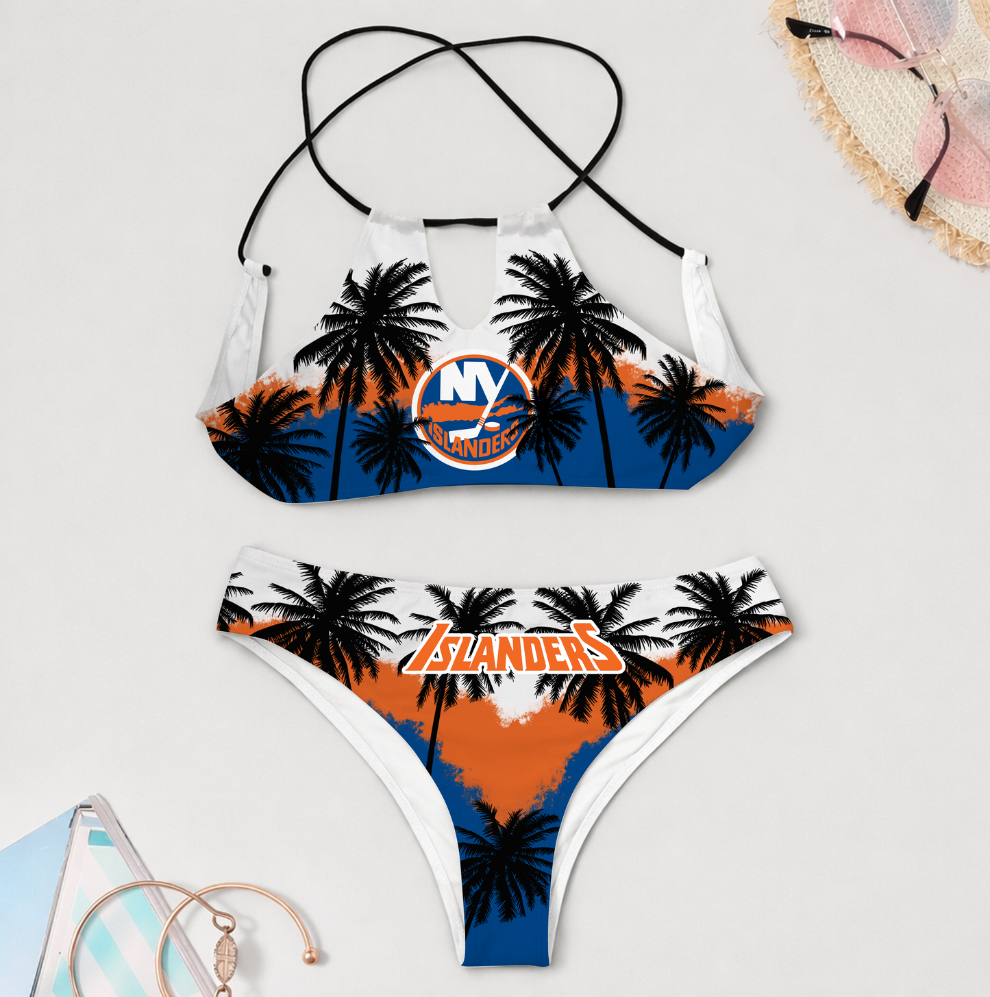 PREMIUM NHL X NYI 3D Women Cami Swimsuit Women Bikini For Summer HOLIDAY