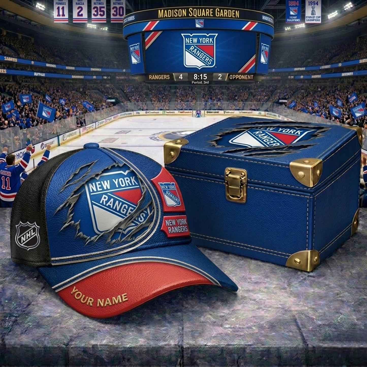 PREMIUM NHL X NYR CRACK CUSTOM NAME HAT V300 NDT NHM 150526
