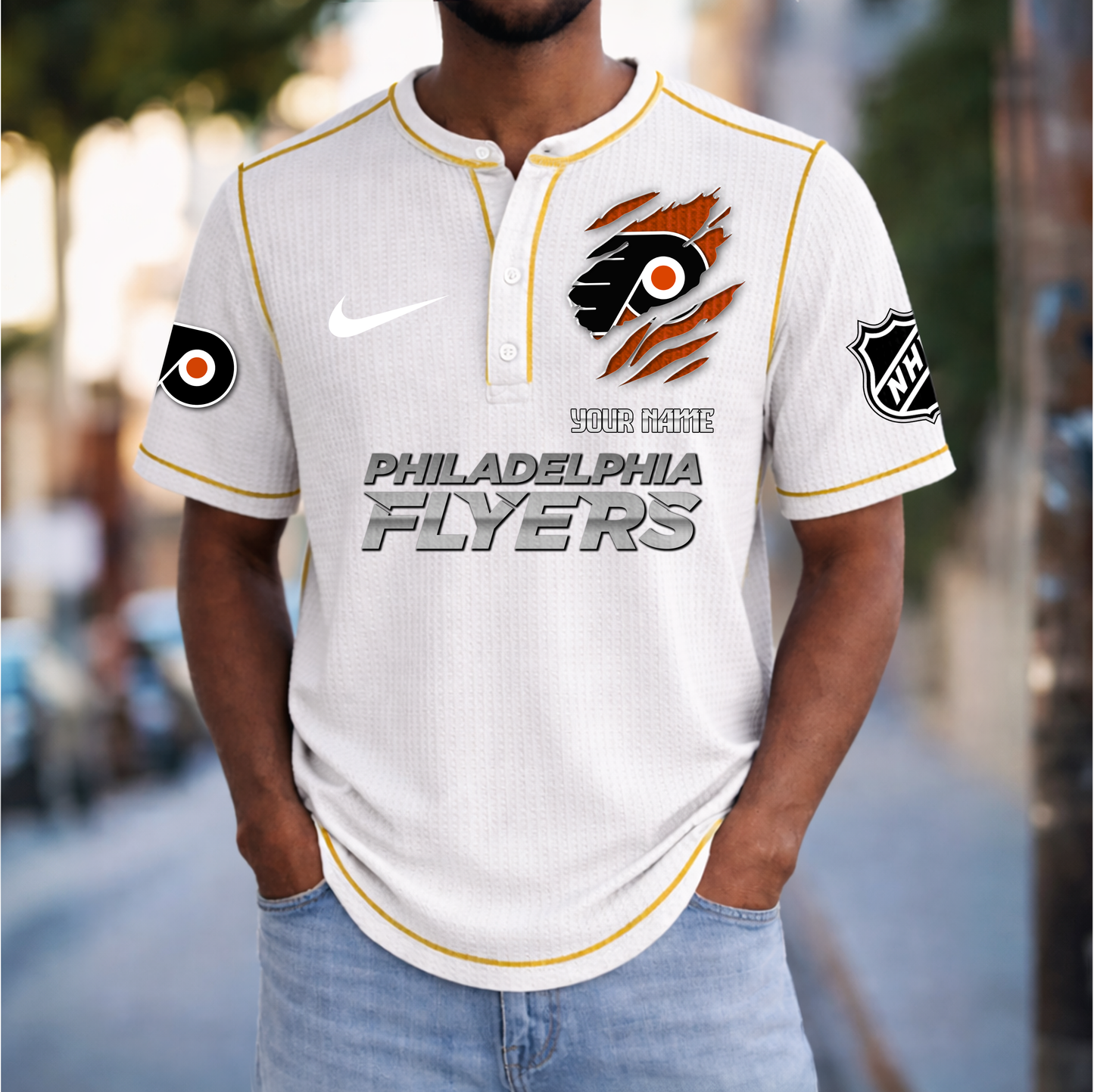 PREMIUM NHL X PF Crew neck button Henry Shirt Limited Editions NDT VHM 20426