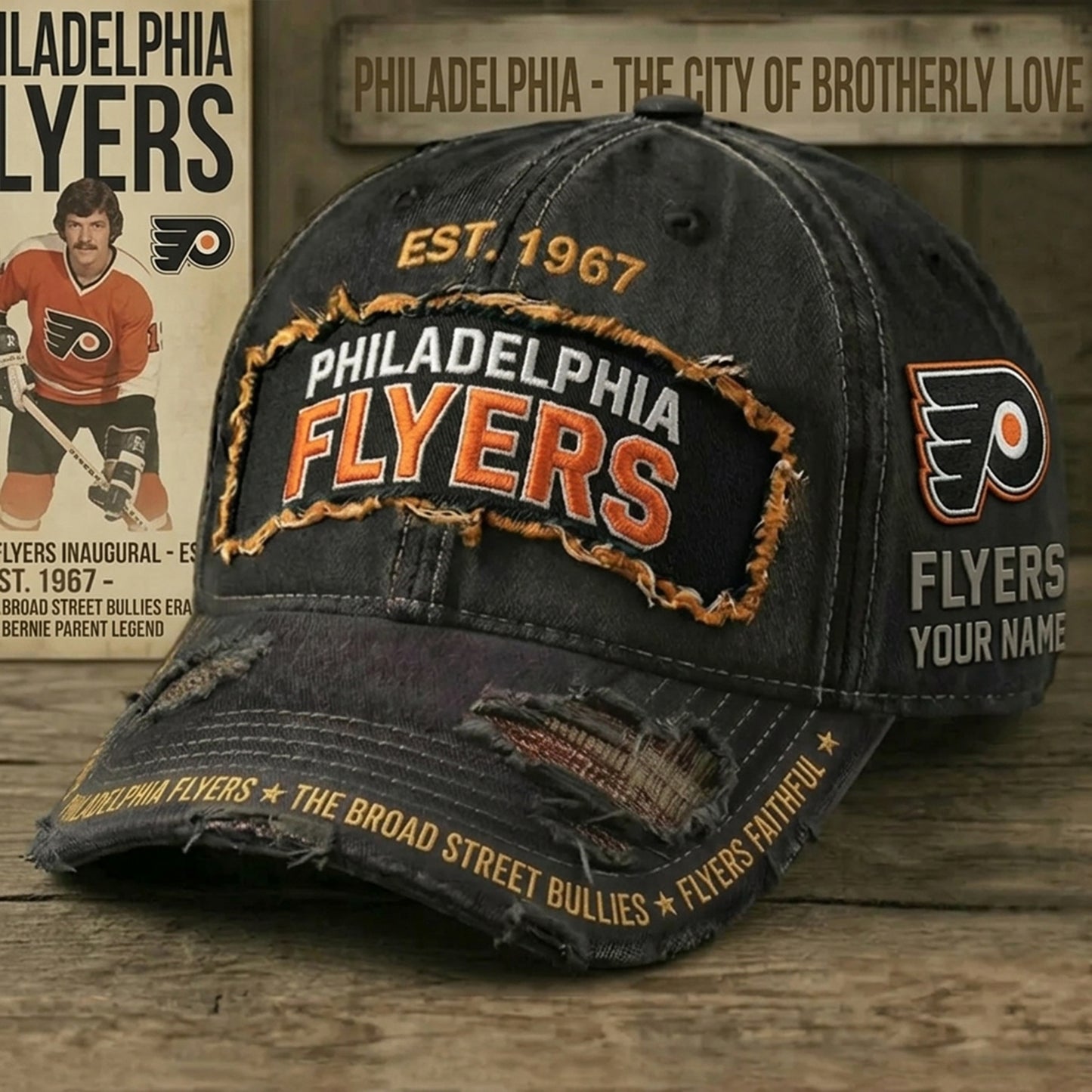 PREMIUM NHL X PF Denim Washed Custom Name HAT NDT NHM 050526
