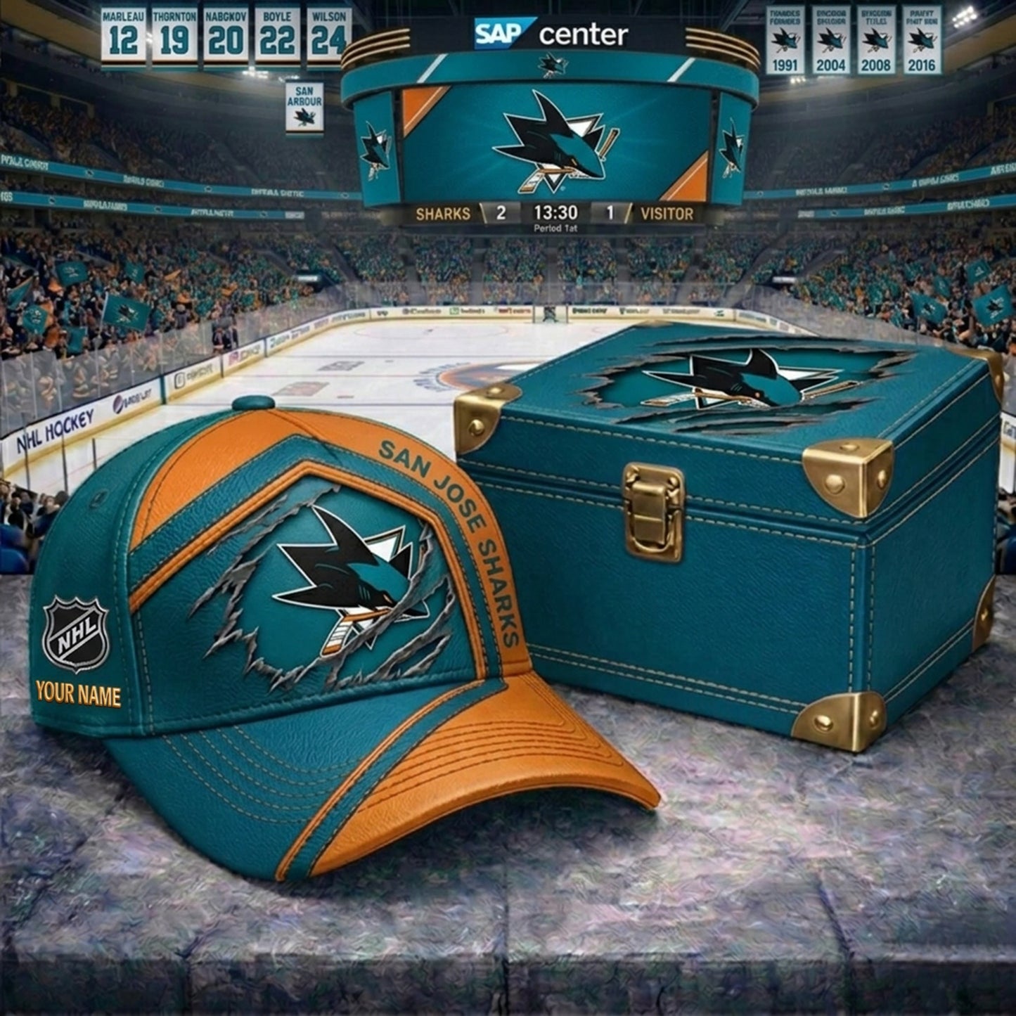 PREMIUM NHL X SJS CRACK CUSTOM NAME V3 HAT NDT NHM 170426