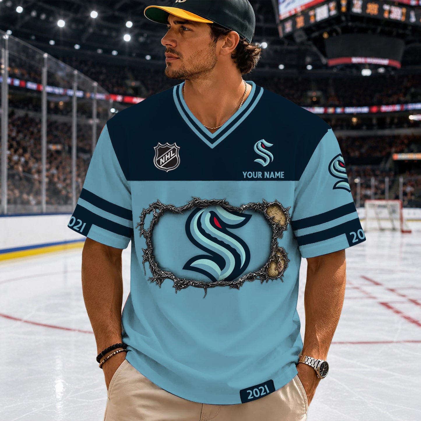 PREMIUM NHL X SK Streetwear V-neck Shirt Custom Gifts For Fan NDT NHM 290526