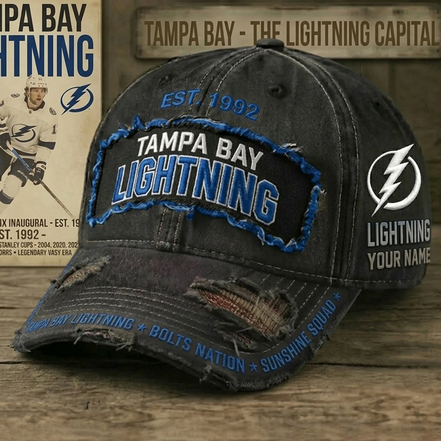 PREMIUM NHL X TBL Denim Washed Custom Name HAT NDT NHM 050526