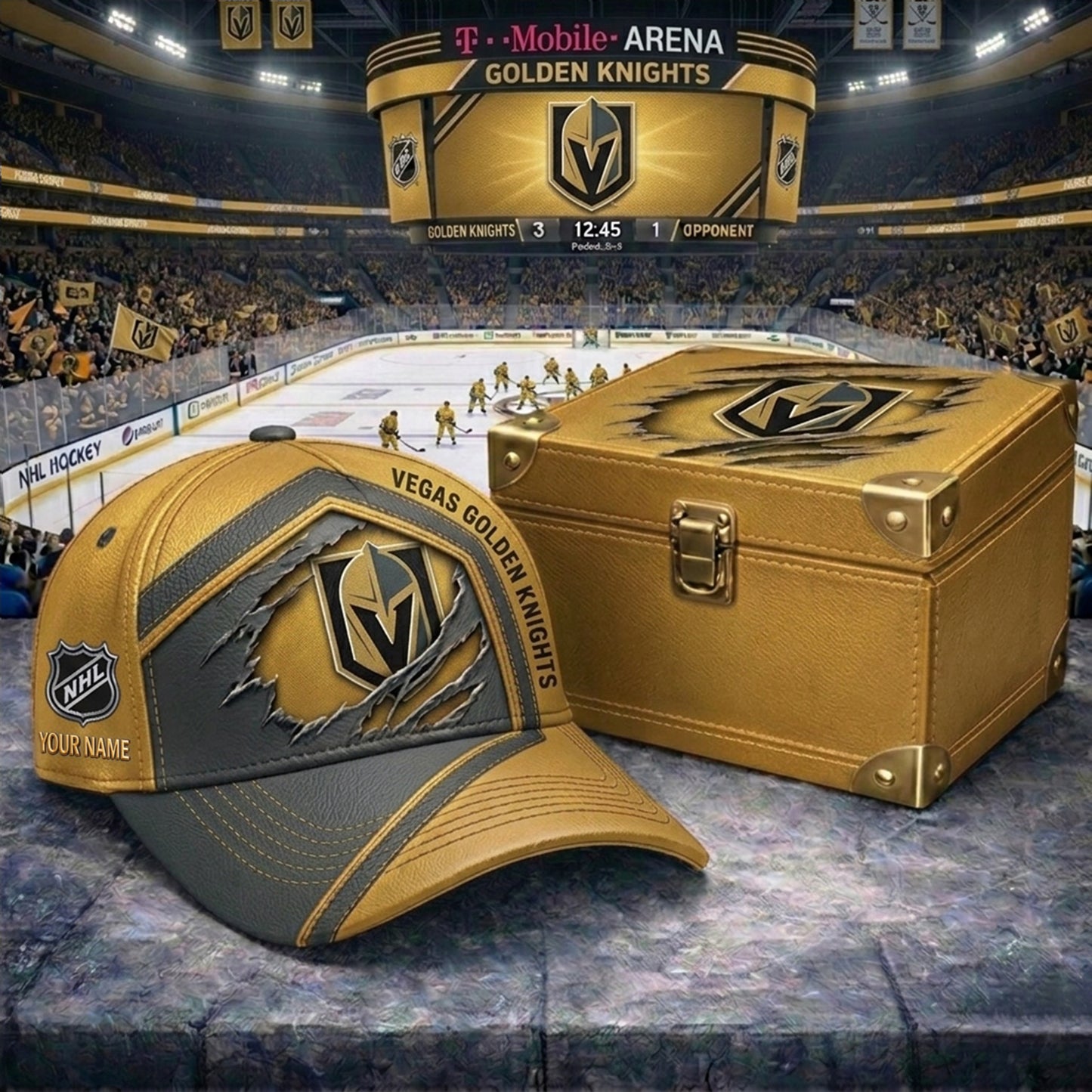 PREMIUM NHL X VGK CRACK CUSTOM NAME V3 HAT NDT NHM 170426