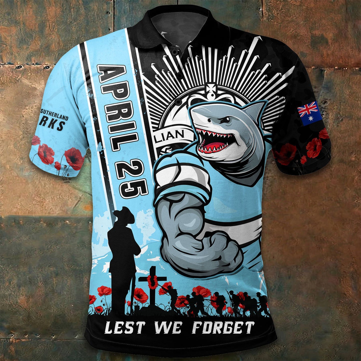 PREMIUM NRL X CS Polo Shirt Anzac Day Lest We Forget Strong Fighting NDT LVH