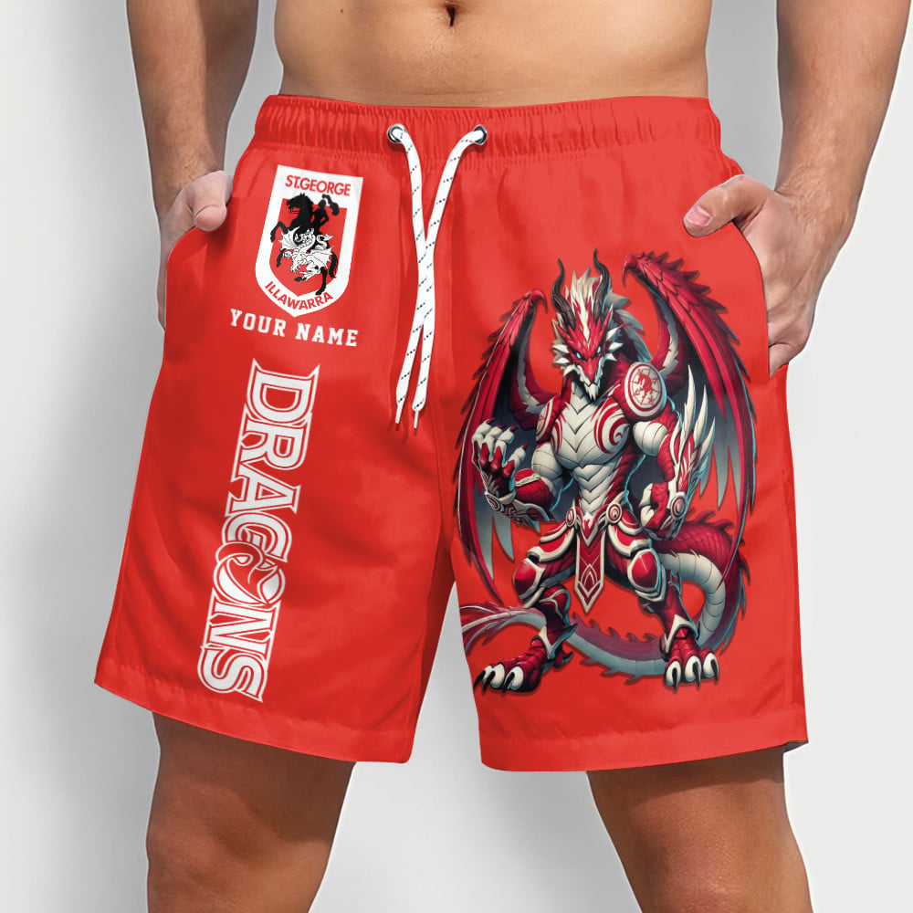 PREMIUM NRL X DRAGONS Sport Style Mascot Men Short Pants Custom NAME NDT NQK