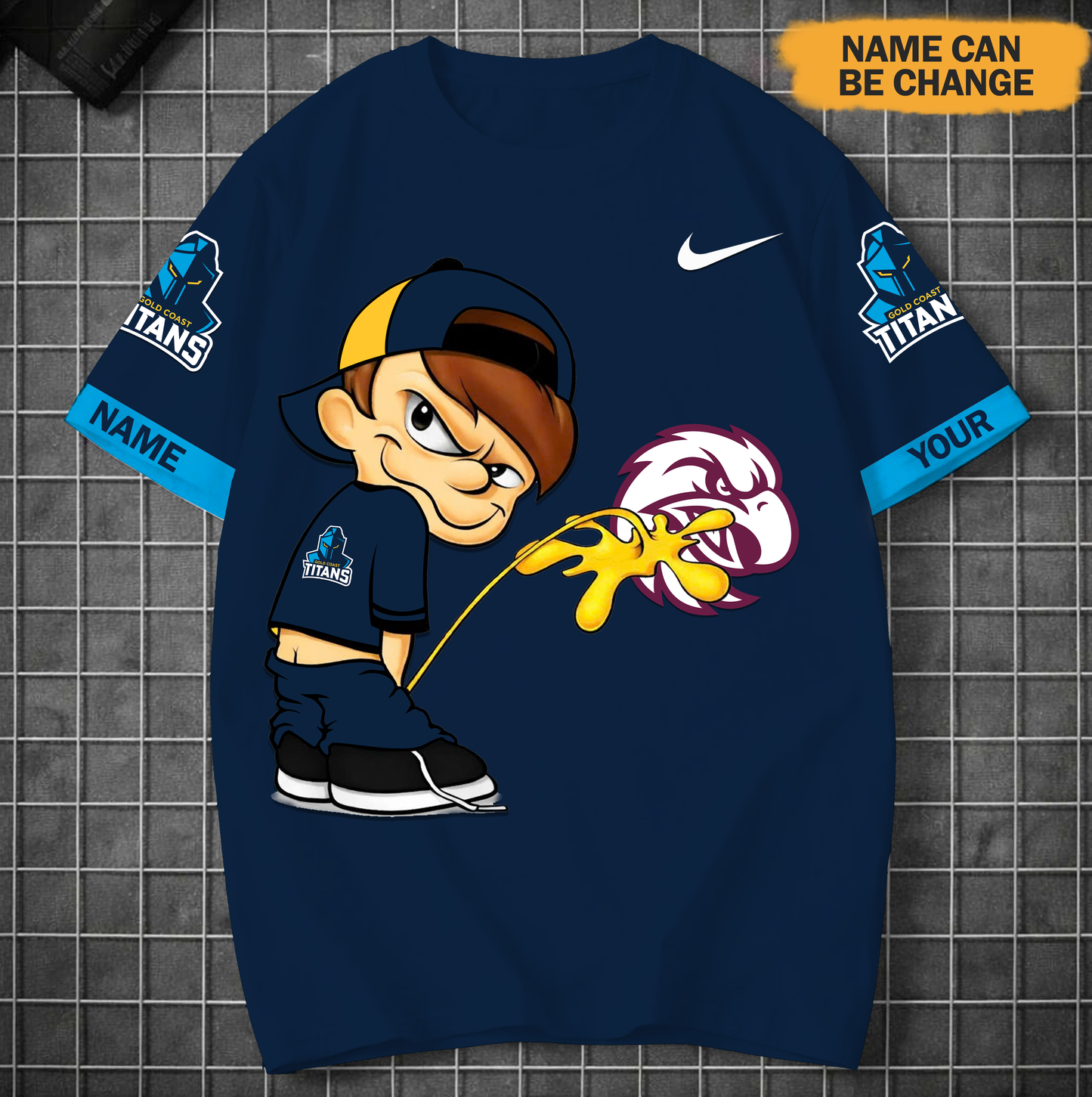 PREMIUM NRL X GCT Funny Peeing Boy New Tshirt Custom Name NDT VHM 160426