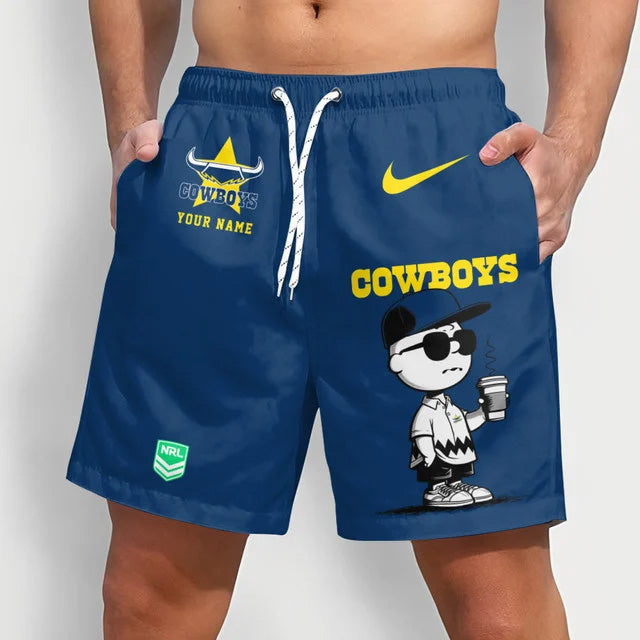 PREMIUM NRL X NQC Cool Snoopy Men Short Pants Custom Name For Summer NDT NTN