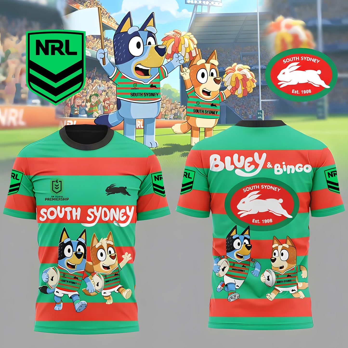 PREMIUM NRL X SSR Bluey & Bingo POLO SHIRT – Limited 2026 NDT LVH