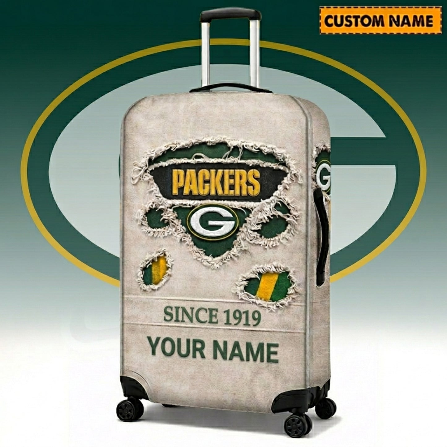 PREMIUM NFL X GB Vintage Luggage Cover Custom Name NDT NHM 060426