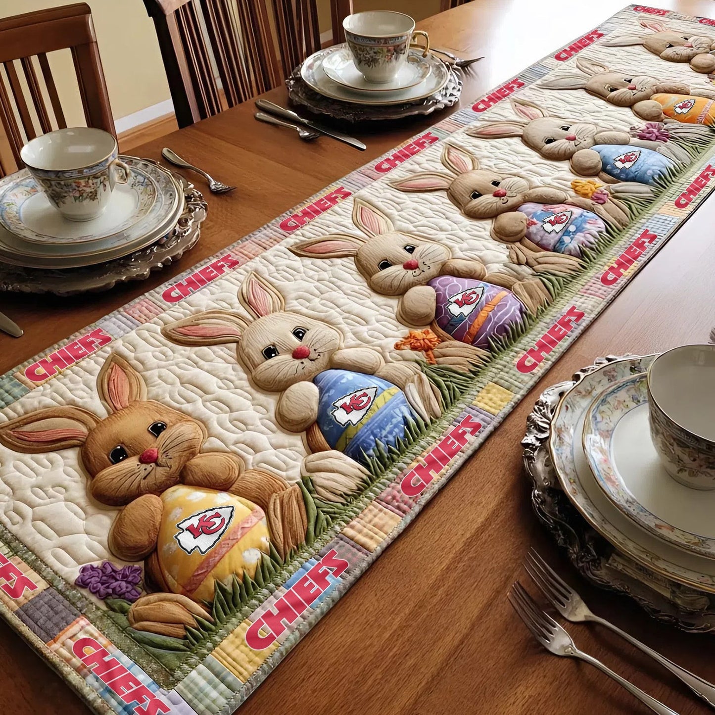 PREMIUM KCC X CLASSIC EASTER QUILTED TABLE RUNNER NDT NHM 270226