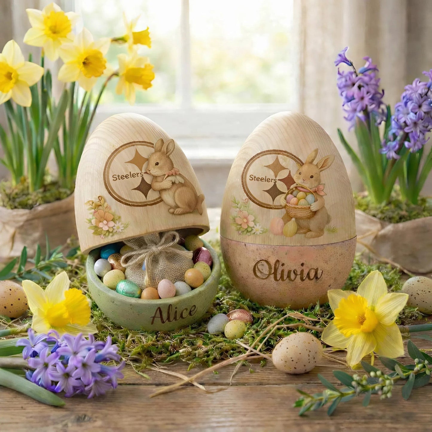 PREMIUM 𝗡𝗙𝗟 X PIT Personalized Hollow Wooden Easter Egg NDT NHM 270226