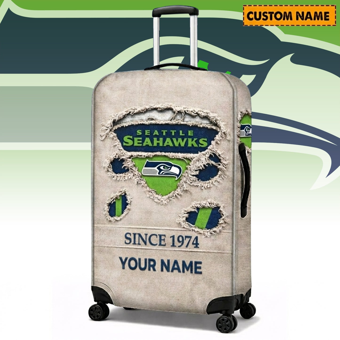 PREMIUM NFL X SEA Vintage Luggage Cover Custom Name NDT NHM 060426