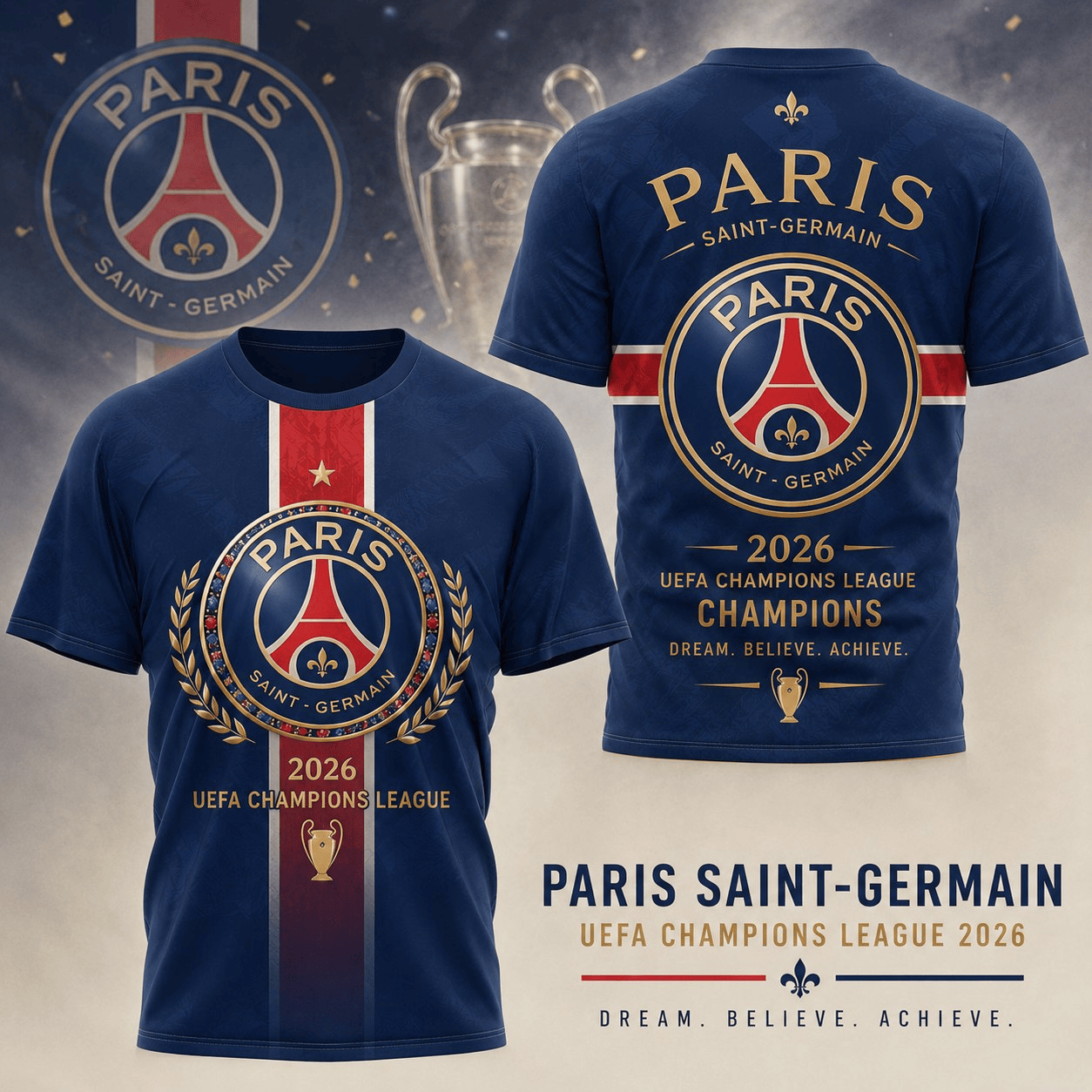 PSG Champions League Final 2026 V10 3D T-Shirt DDT 310526 NTL