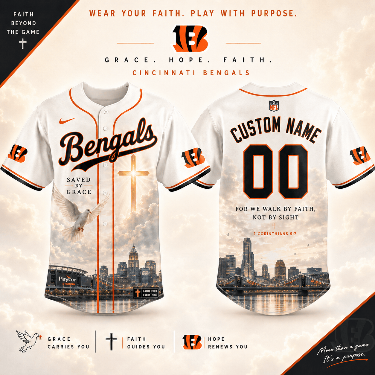 Personalized CIN x NFL Luxury Baseball Jersey 160626