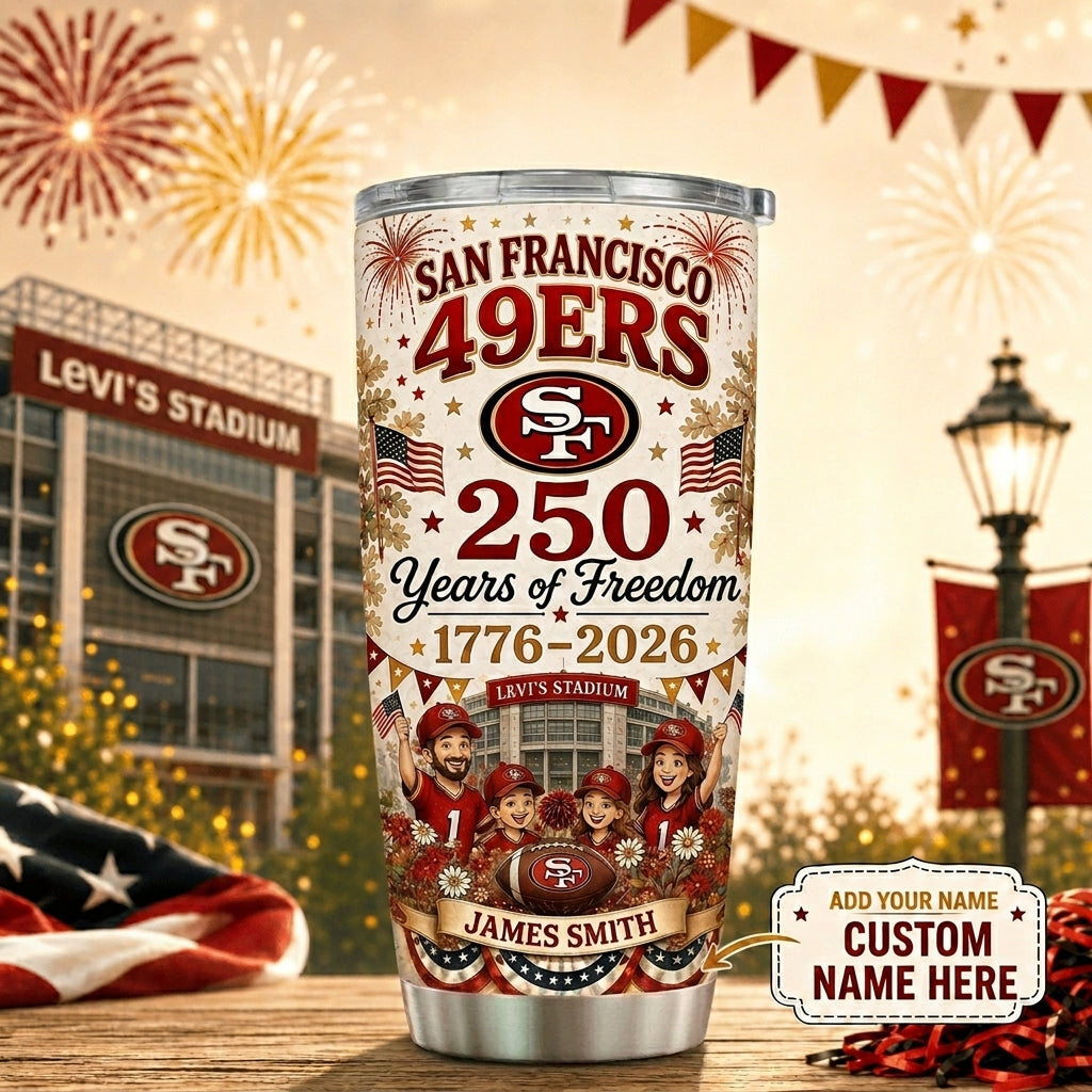 Personalized SF49 Premium NFL 250 Years Of Freedom Classic Tumbler 150626