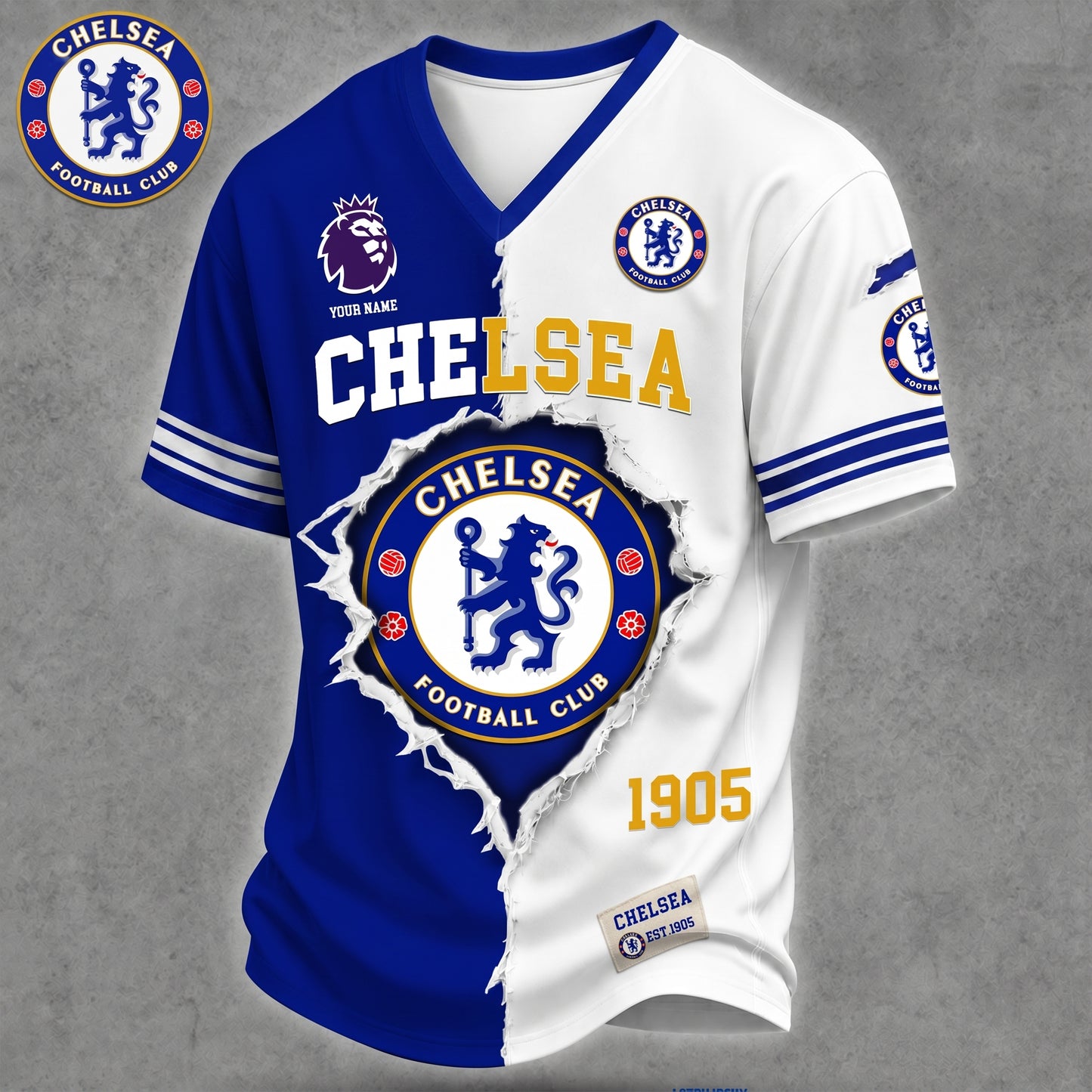 Premium EPL X CHE Game Day Streetwear V-neck Shirt NDT VHM 040626