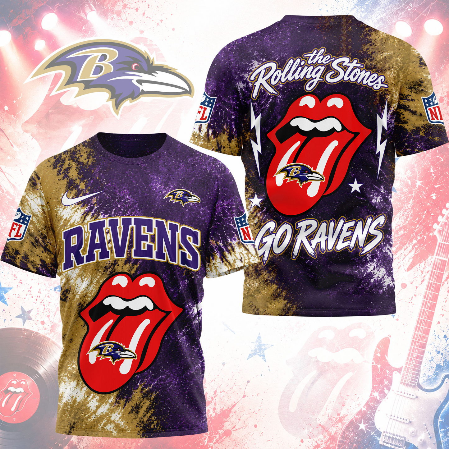 Premium NFL BAL x The Rolling Stones T- Shirt V7 NMD 180526 TTV