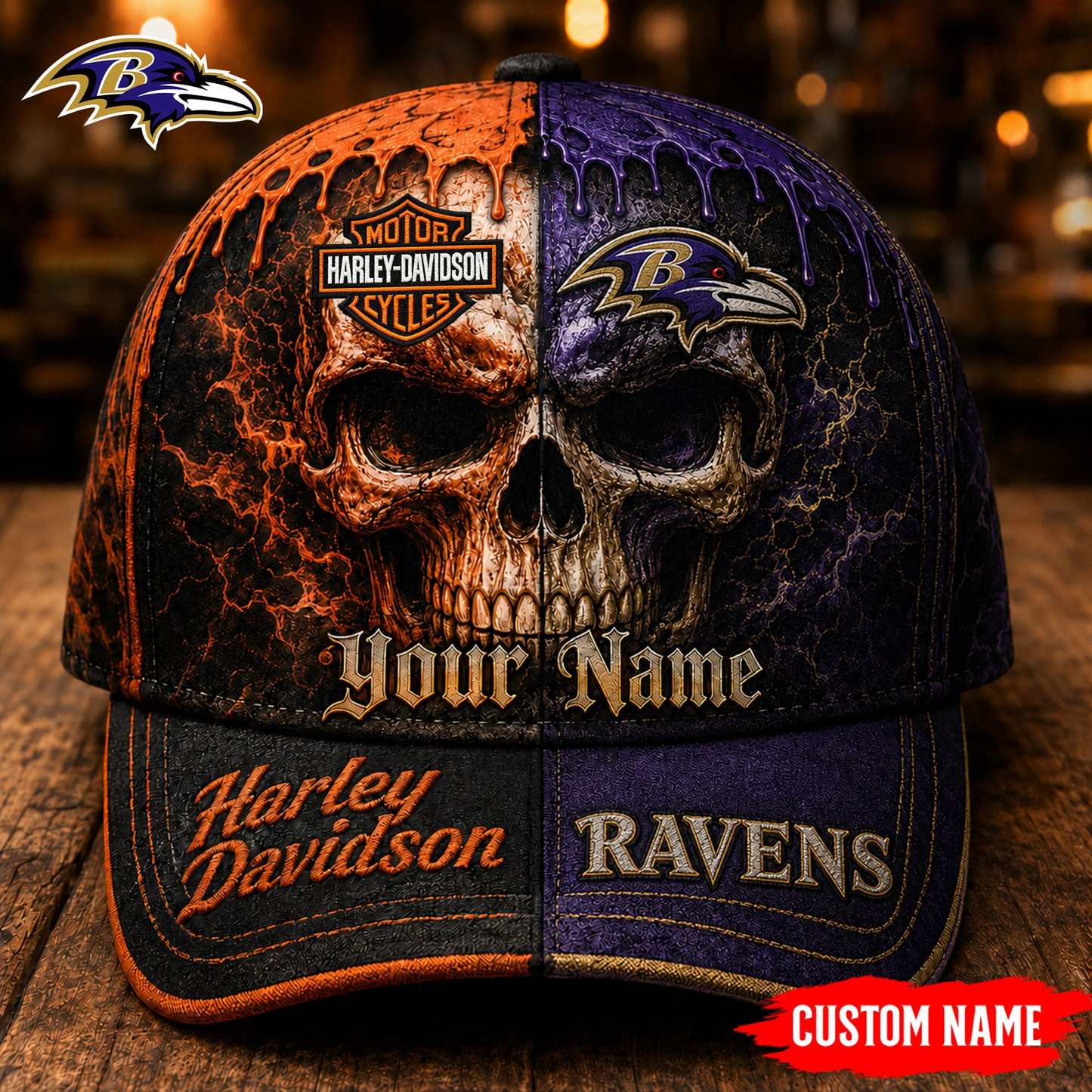Premium NFL BR Harley Davidson Split Skull Classic Cap V38 NMD CTKT