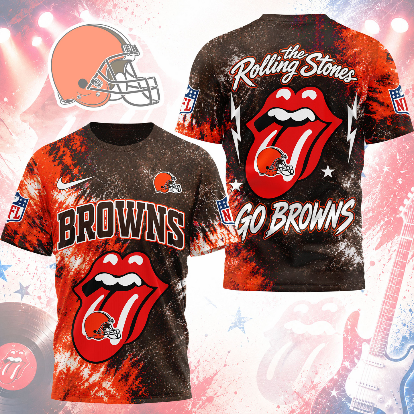Premium NFL CLE x The Rolling Stones T- Shirt V7 NMD 180526 TTV