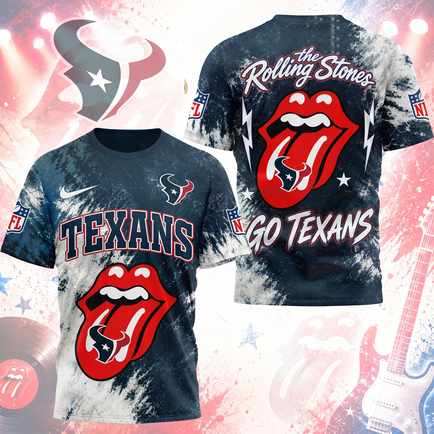 Premium NFL HOU x The Rolling Stones T- Shirt V7 NMD 180526 TTV