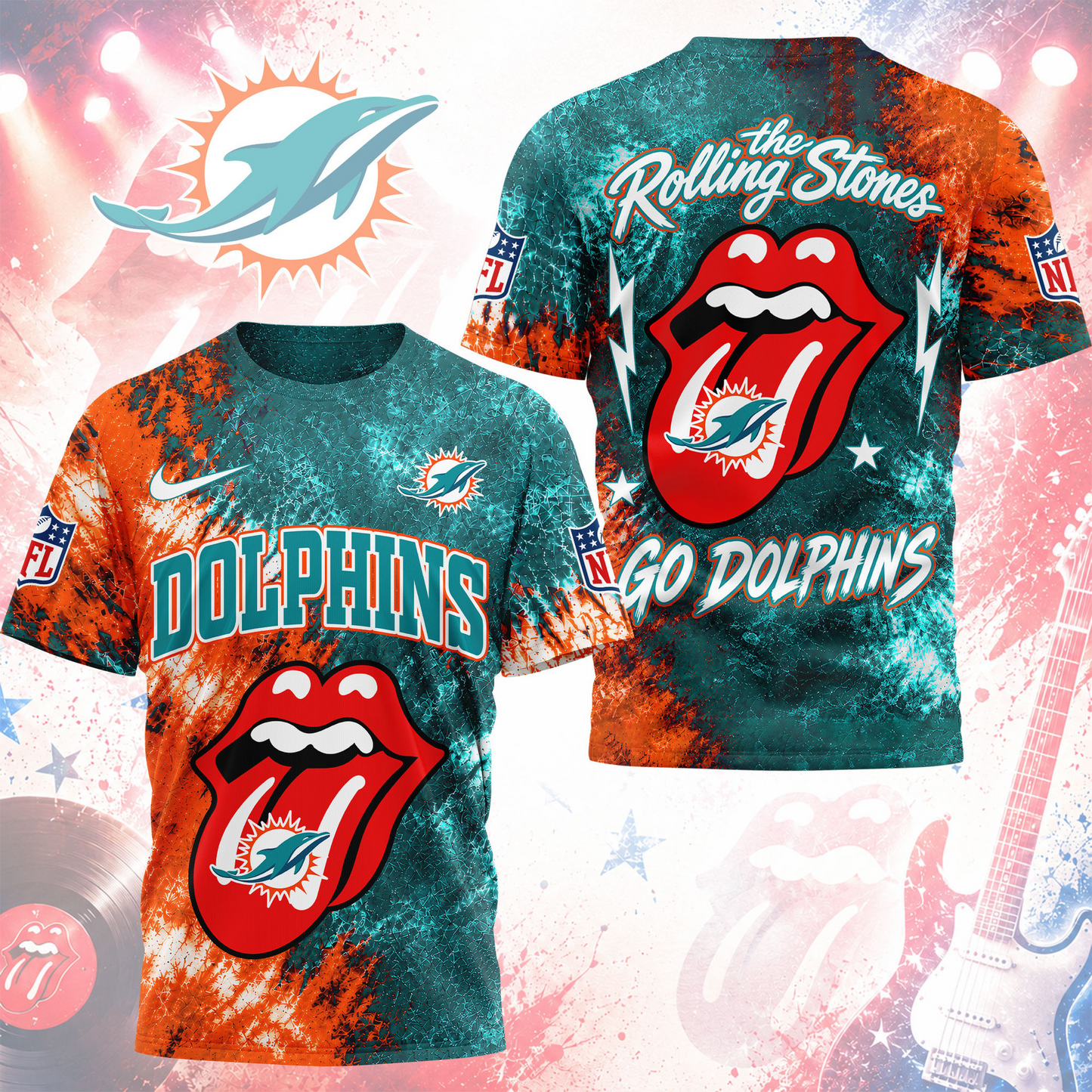Premium NFL MIA x The Rolling Stones T- Shirt V7 NMD 180526 TTV