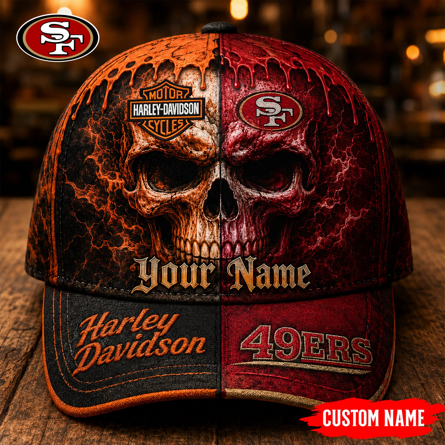 Premium NFL SF49 Harley Davidson Split Skull Classic Cap V38 NMD CTKT