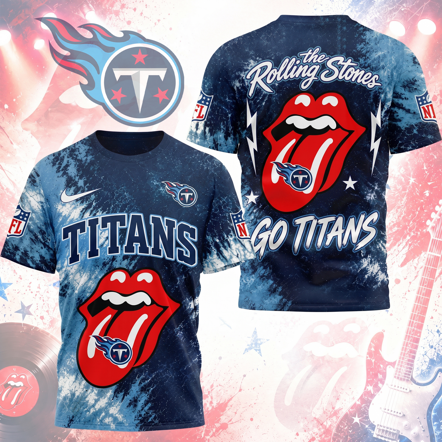 Premium NFL TEN x The Rolling Stones T- Shirt V7 NMD 180526 TTV