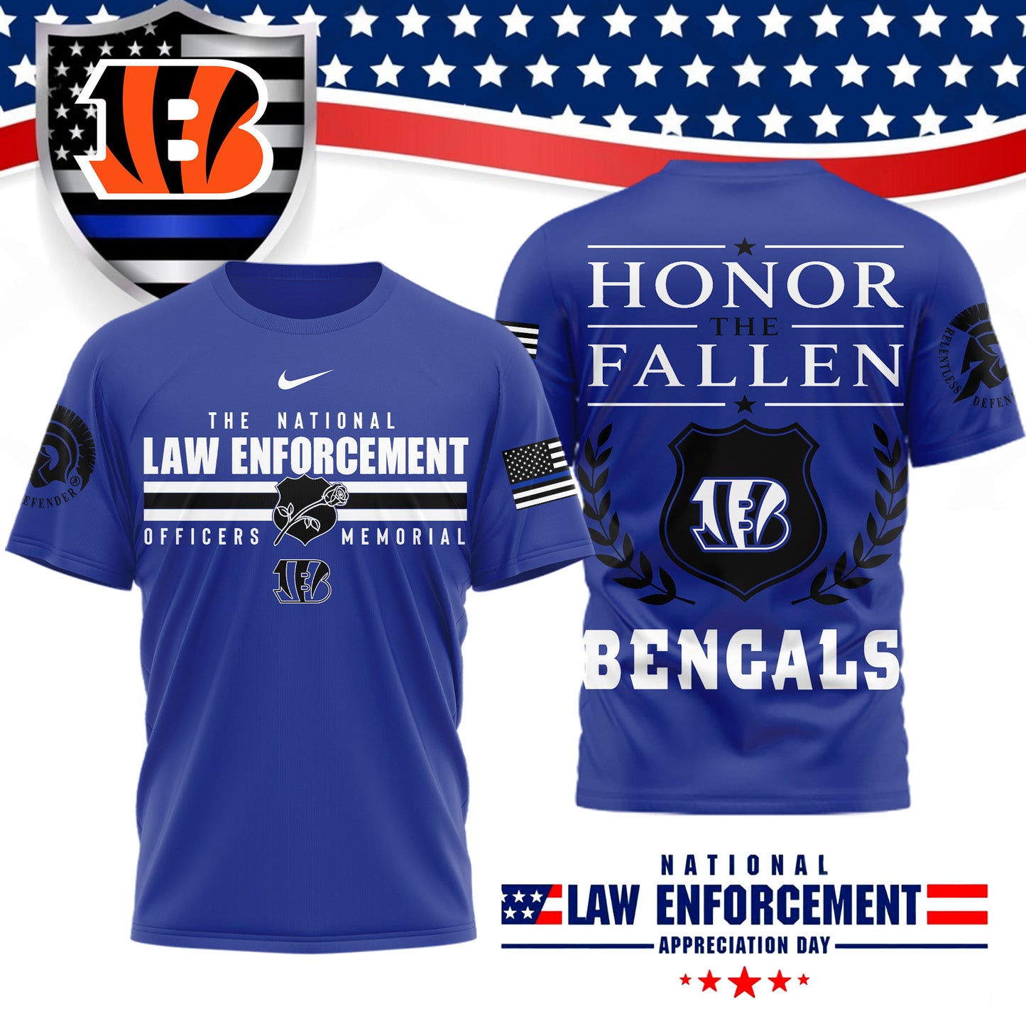 Premium NFL X CIN The National Law Enforcement 3D Shirt NDT LVH 050626