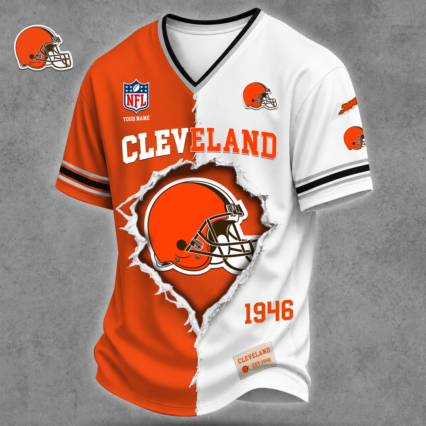 Premium NFL X CLE Game Day Streetwear V-neck Shirt NDT VHM 040626
