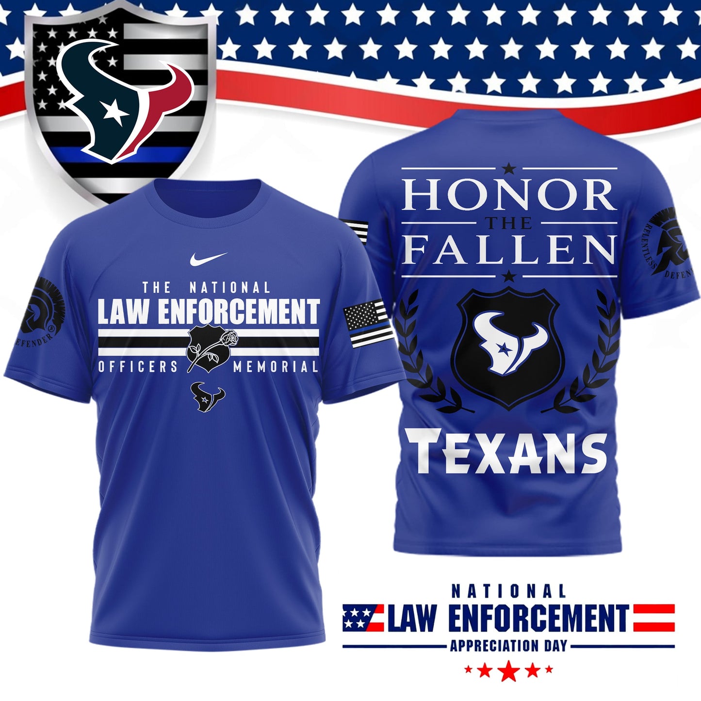 Premium NFL X HOU The National Law Enforcement 3D Shirt NDT LVH 050626