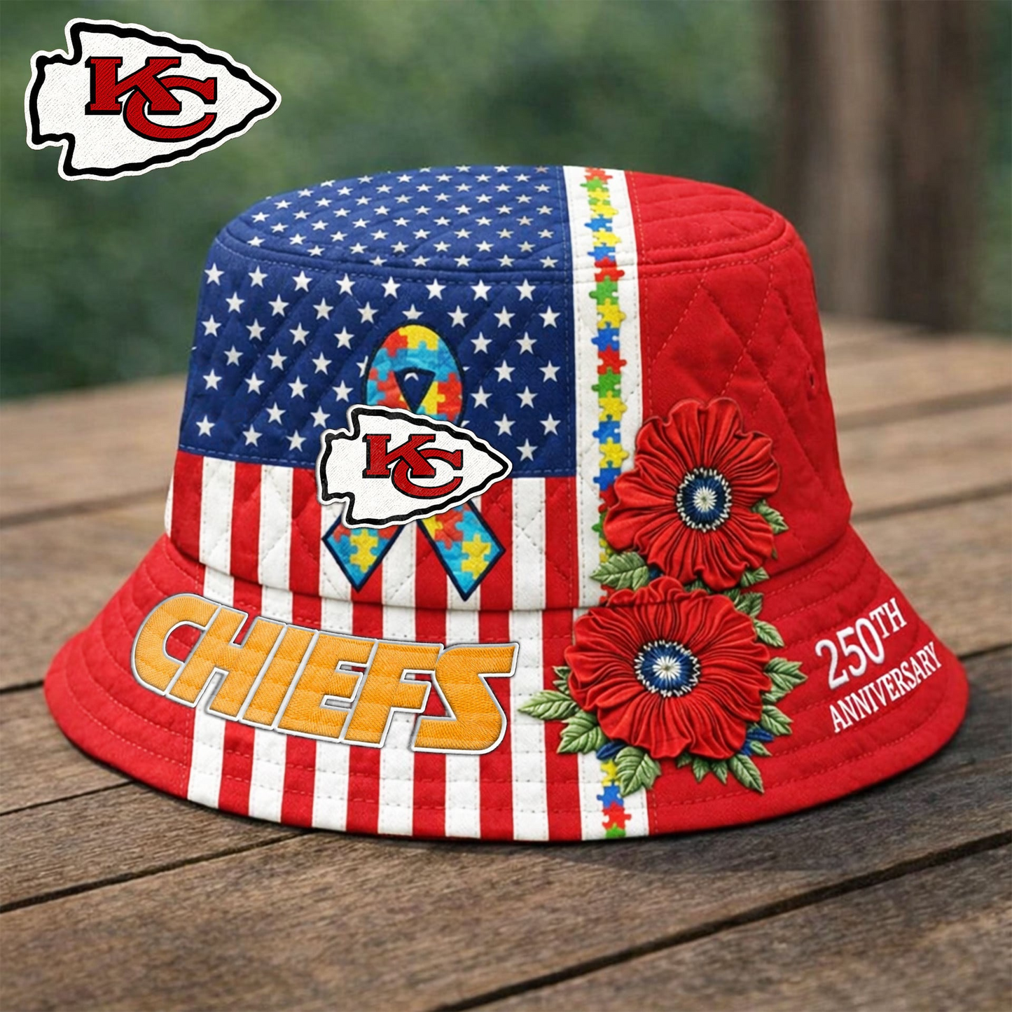 Premium NFL X KCC Autism 250th Anniversary Bucket Hat NDT VHM