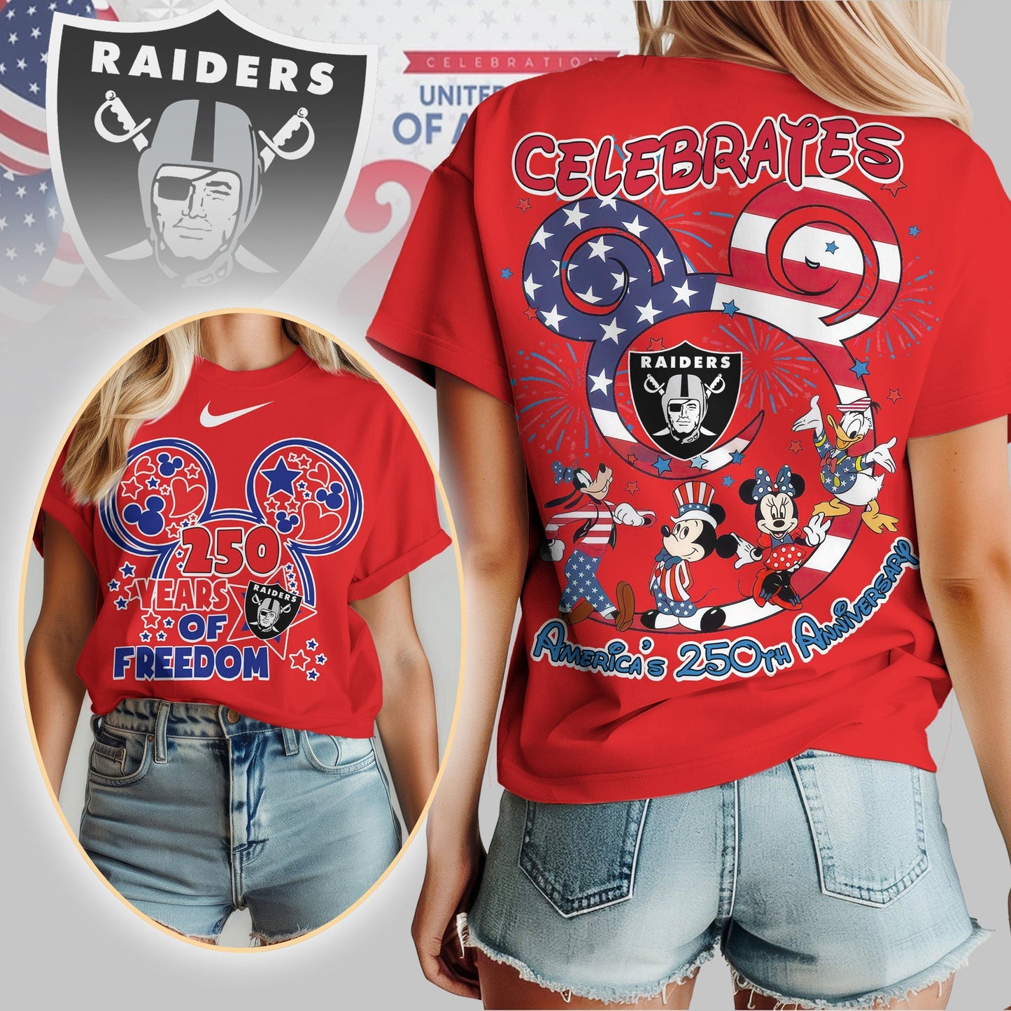 Premium NFL X LVR Mouse Celebrates America 250th Anniversary Women Shirt NDT LVH