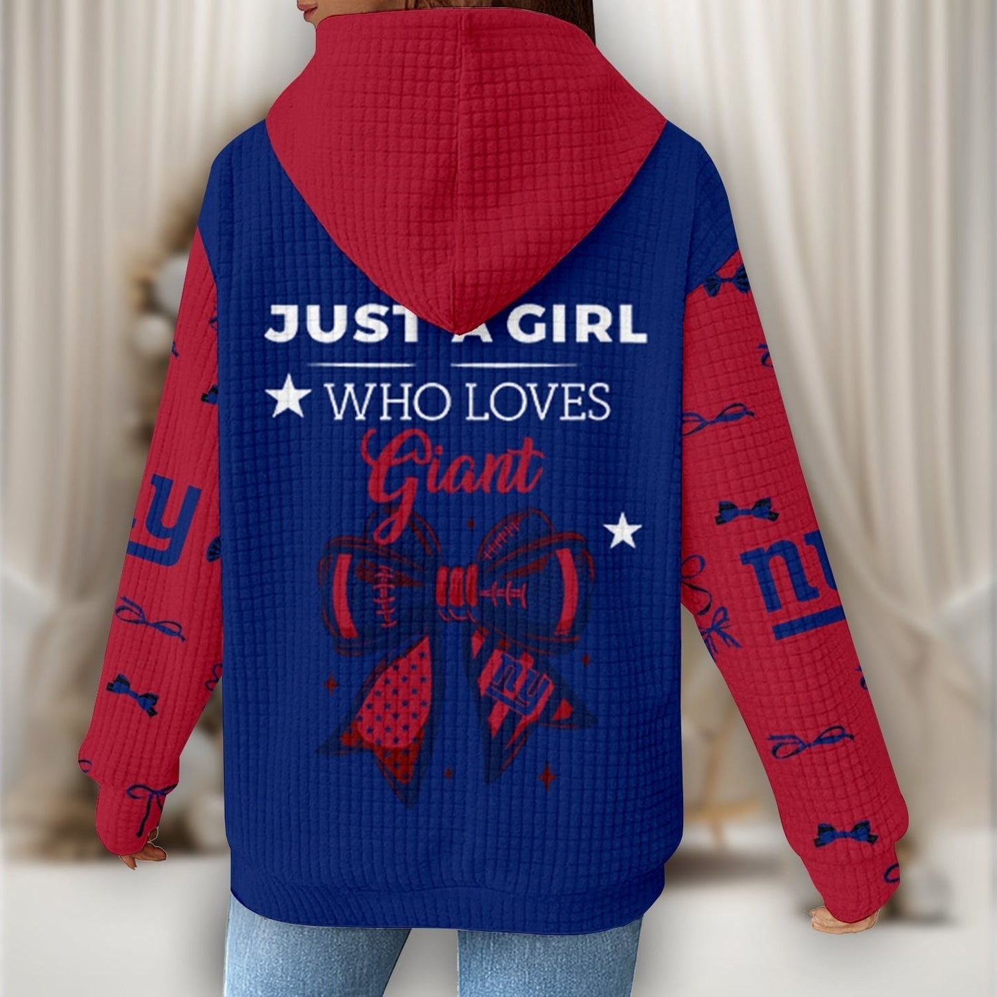 Premium NFL X NYG Women's Waffle Hoodie NDT NHM