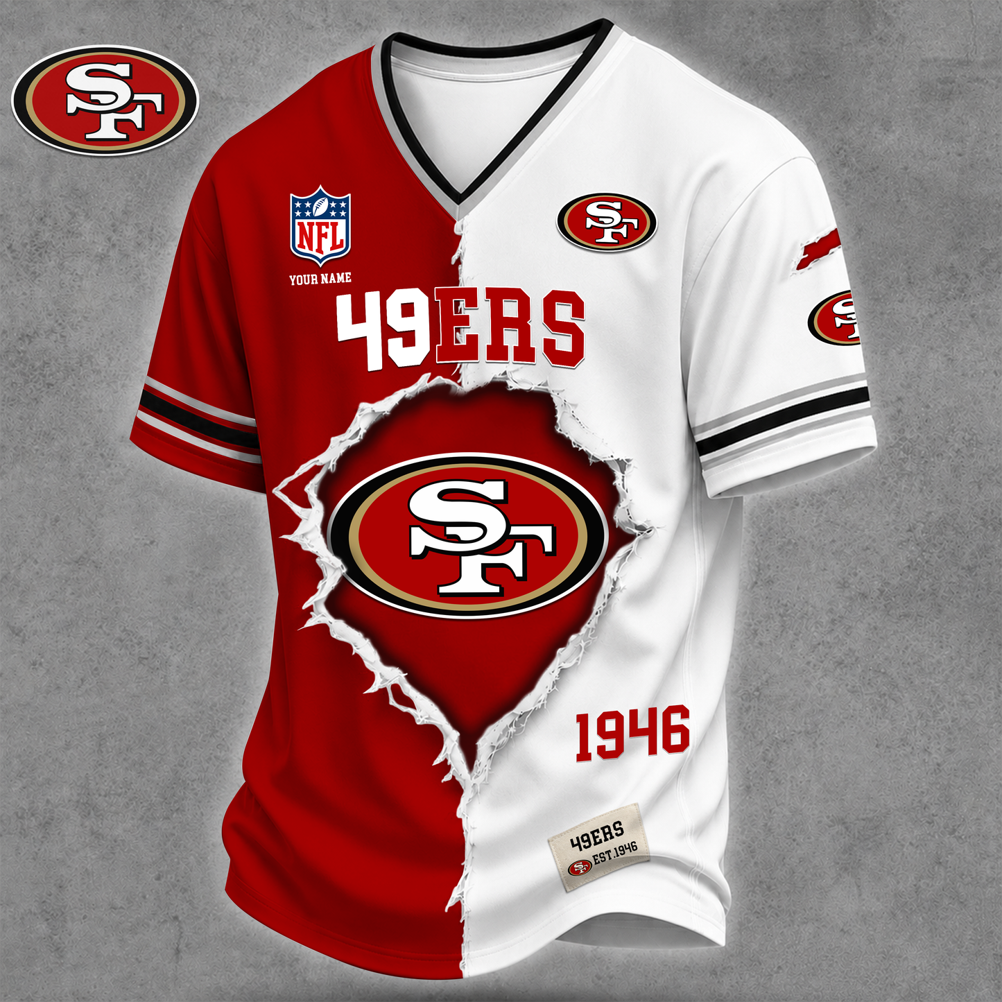 Premium NFL X SF Game Day Streetwear V-neck Shirt NDT VHM 040626