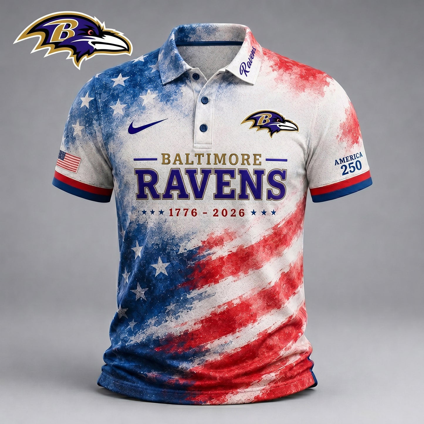 Premium NFL x BAL 250 Years Of Freedom Polo Shirt NDT NHM 150626