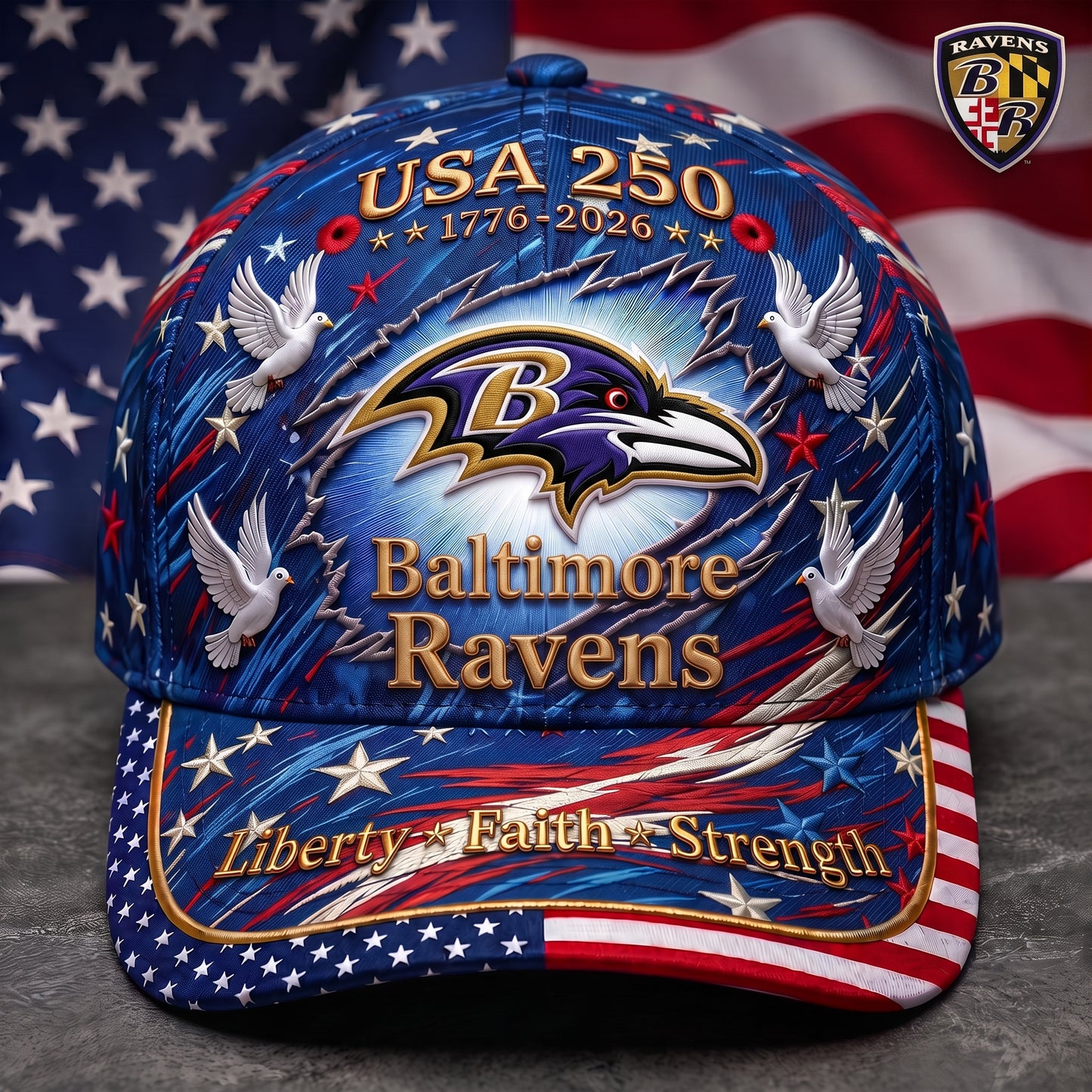 Premium NFL x BR 250 Years Anniversary Of Freedom Cap V4 260626