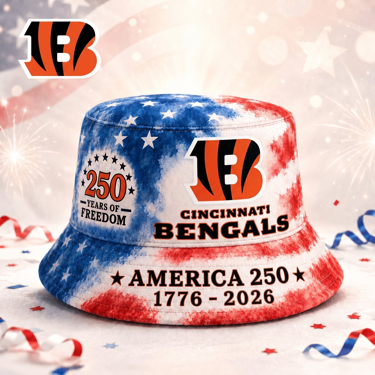 Premium NFL x CIN 250 Years Of Freedom Bucket Hat 120625